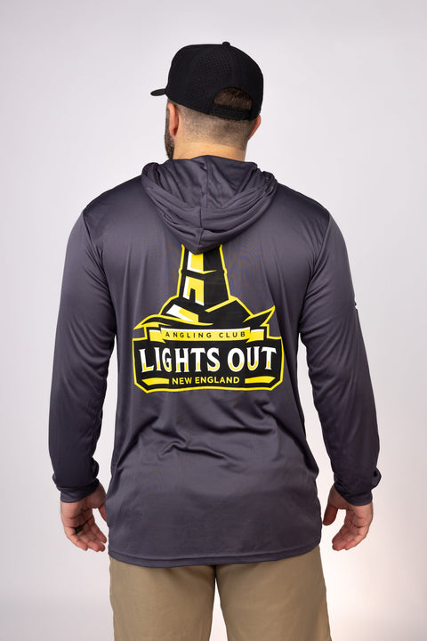 Rear view of Graphite New England Lights Out Performance Hoodie