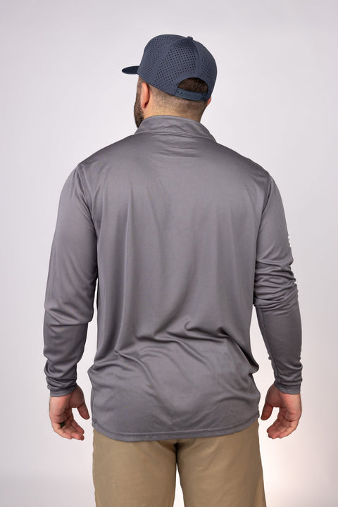 Rear view of Graphite New Jersey Sea Birds Quarter Zip
