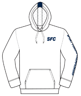 Unisex Sublimated Long Sleeve Hoodie with Navy Hood Stripe and SFC in Hood