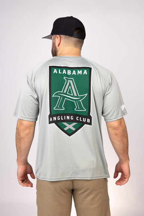 Rear view of Medium Grey Alabama Angling Club Performance Tee