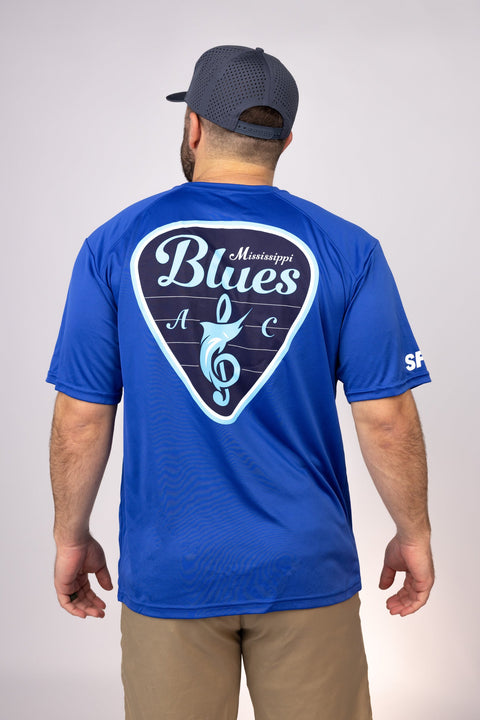Rear view of Royal Mississippi Blues Performance Tee