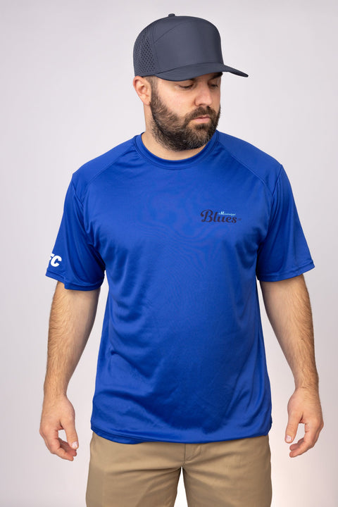 Front view of Royal Mississippi Blues Performance Tee