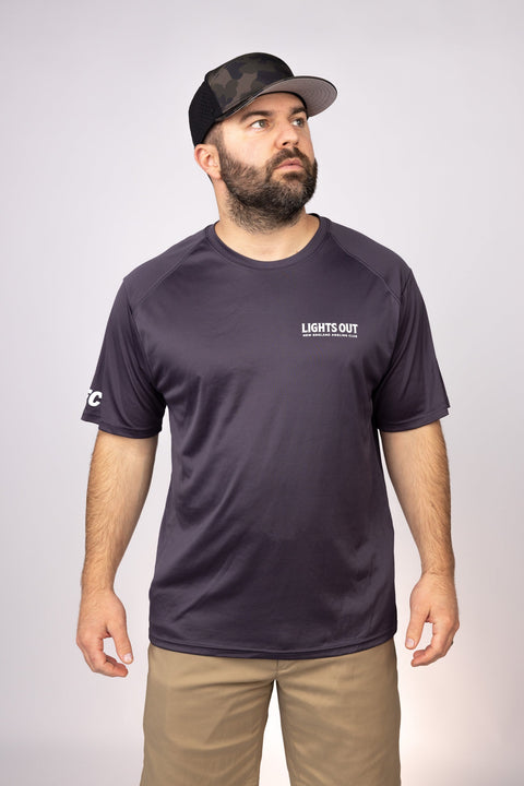 Front view of Graphite New England Lights Out Performance Tee