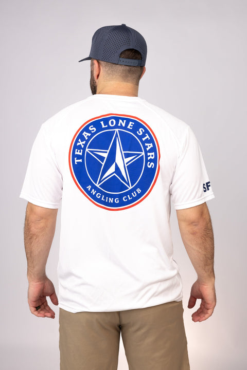 Rear view of White Texas Lone Stars Performance Tee