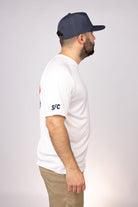Side view of White Texas Lone Stars Performance Tee
