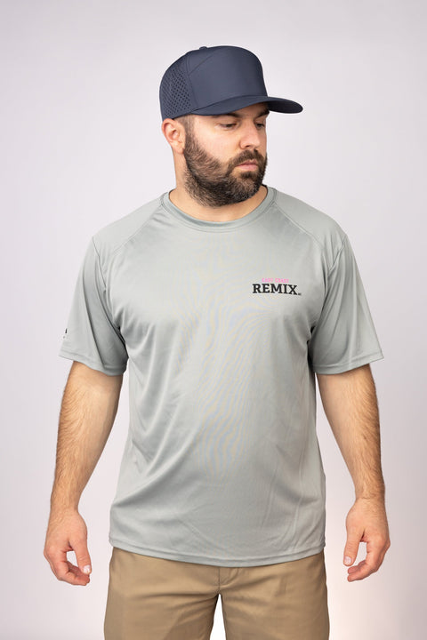 Front view of Medium Grey East Coast Remix Performance Tee