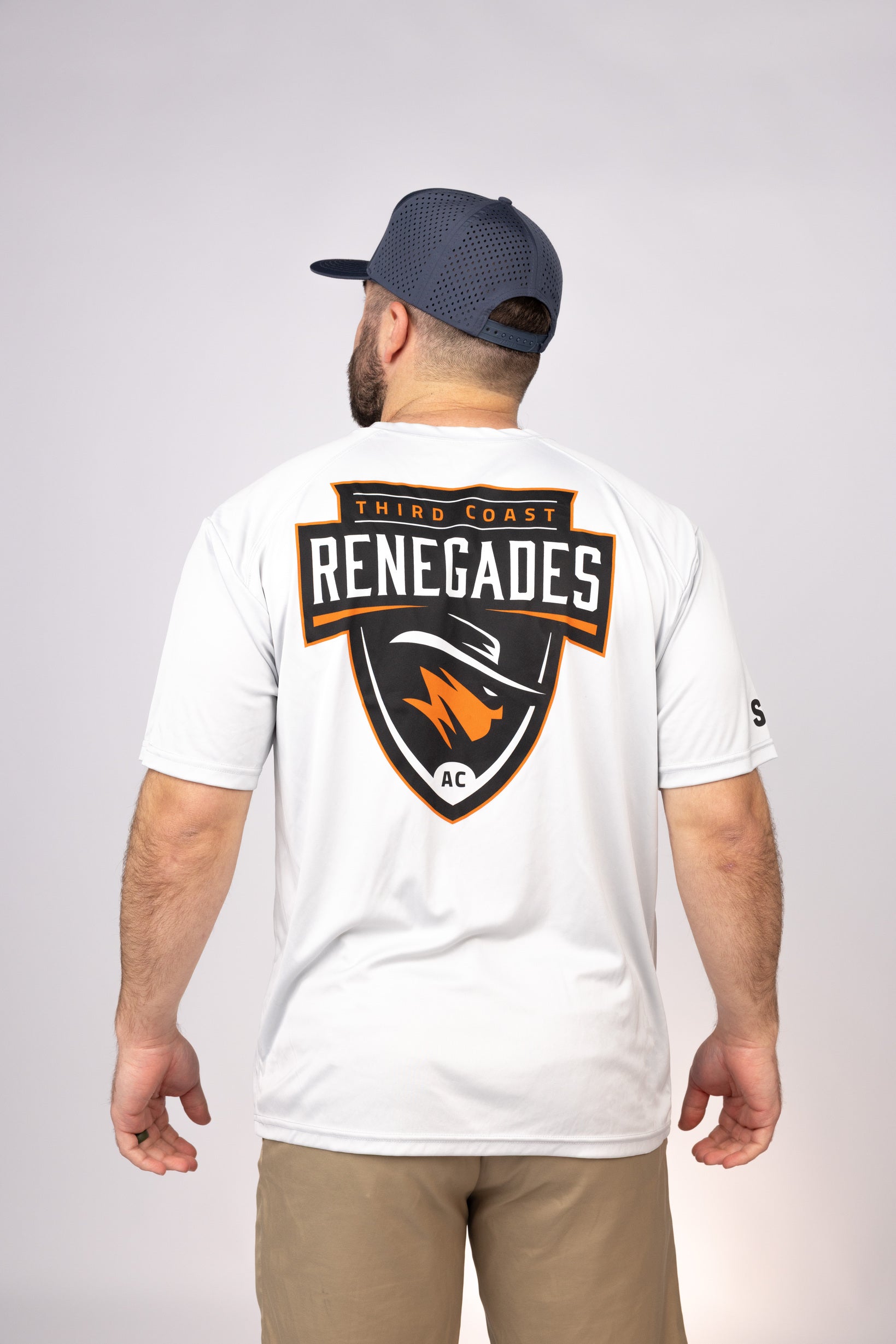 Rear view of Aluminum Third Coast Renegades Performance Tee