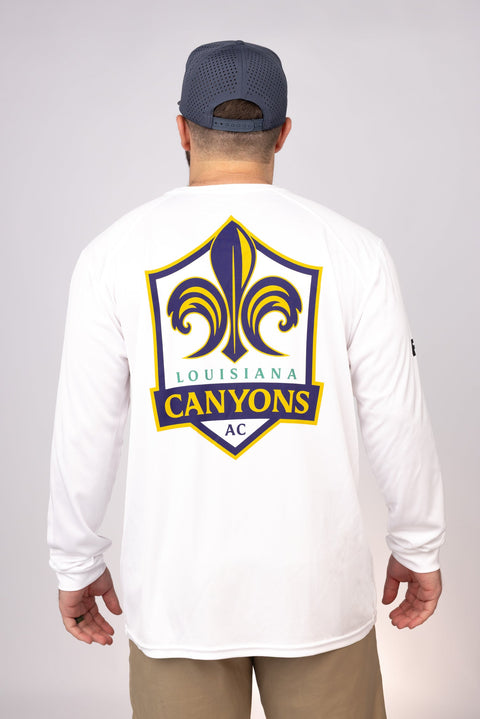 Rear view of White Louisiana Canyons LS Performance