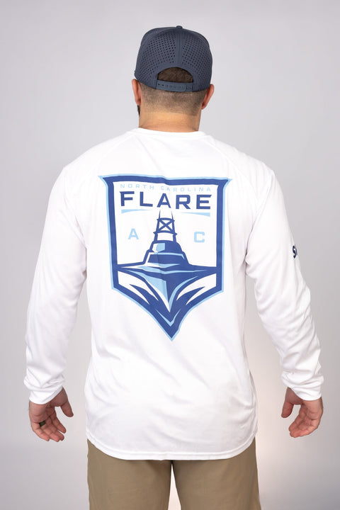 Rear view of White North Carolina Flare LS Performance