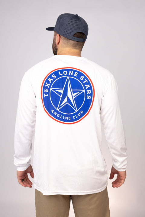 Rear view of White Texas Lone Stars LS Performance