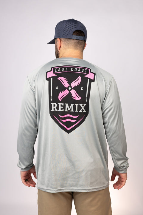 Rear view of Medium Grey East Coast Remix LS Performance