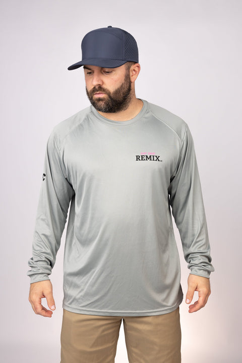 Front view of Medium Grey East Coast Remix LS Performance