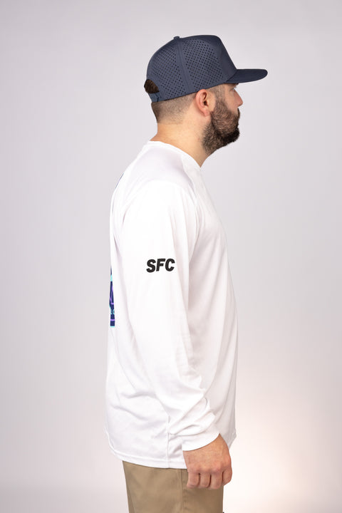Side view of White South Florida Sails LS Performance