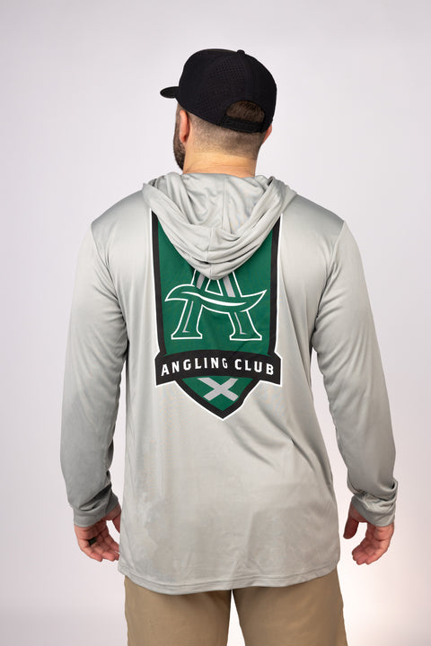 Rear view of Medium Grey Alabama Angling Club Performance Hoodie