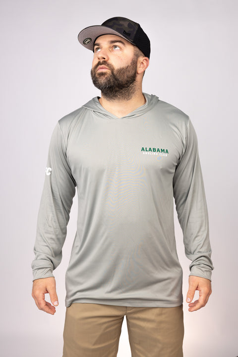 Front view of Medium Grey Alabama Angling Club Performance Hoodie