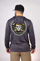 Rear view of Graphite West Florida Black Flags Performance Hoodie
