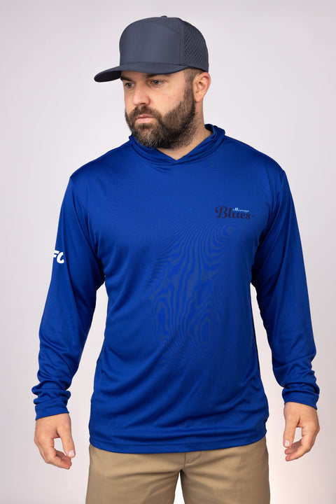 Front view of Royal Mississippi Blues Performance Hoodie