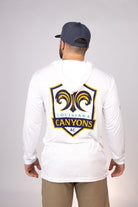 Rear view of White Louisiana Canyons Performance Hoodie