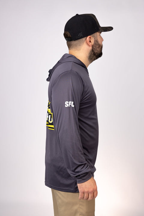 Side view of Graphite New England Lights Out Performance Hoodie