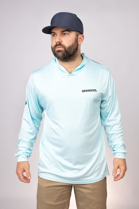 Front view of Aqua Blue New York Granders Performance Hoodie