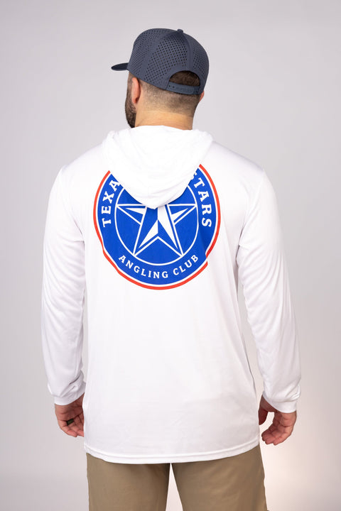 Rear view of White Texas Lone Stars Performance Hoodie