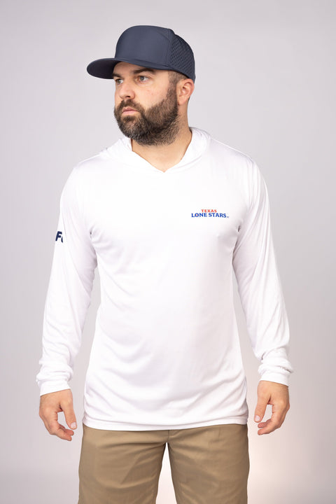 Front view of White Texas Lone Stars Performance Hoodie