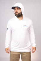 Hood up view of White Texas Lone Stars Performance Hoodie