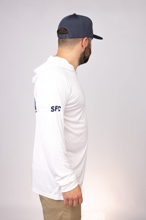 Side view of White Texas Lone Stars Performance Hoodie