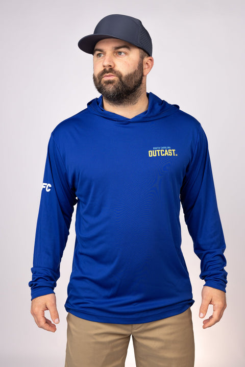 Front view of Royal South Carolina Outcast Performance Hoodie