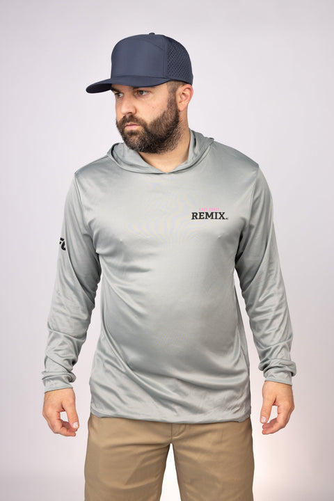 Front view of Medium Grey East Coast Remix Performance Hoodie