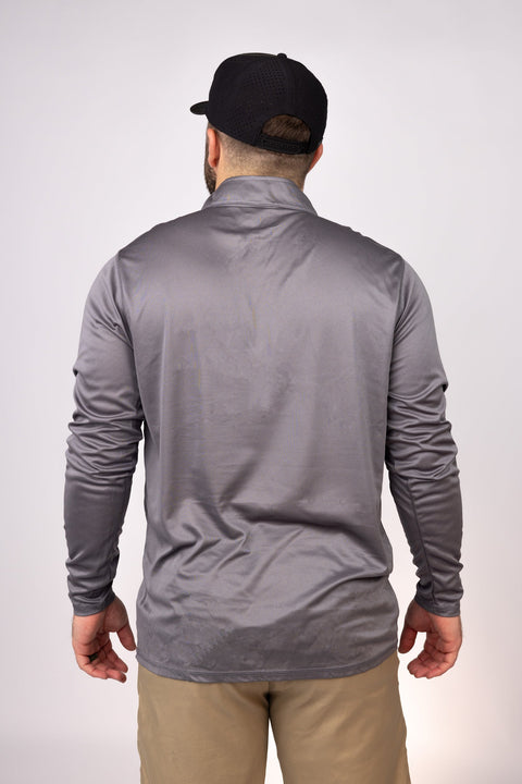 Rear view of Graphite Alabama Angling Club Quarter Zip