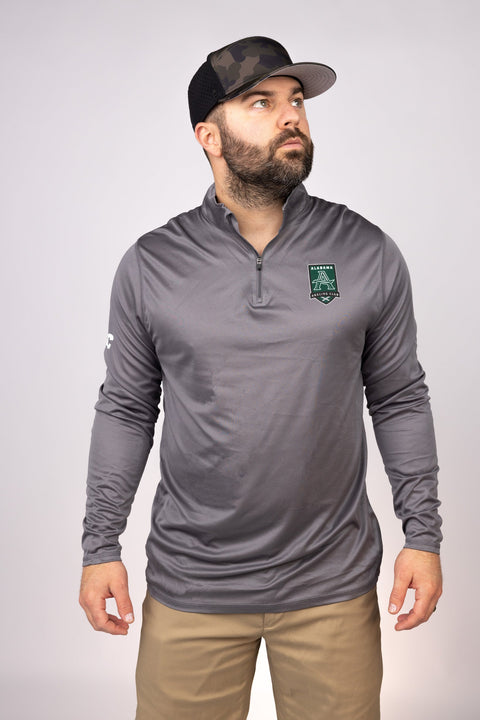 Front view of Graphite Alabama Angling Club Quarter Zip