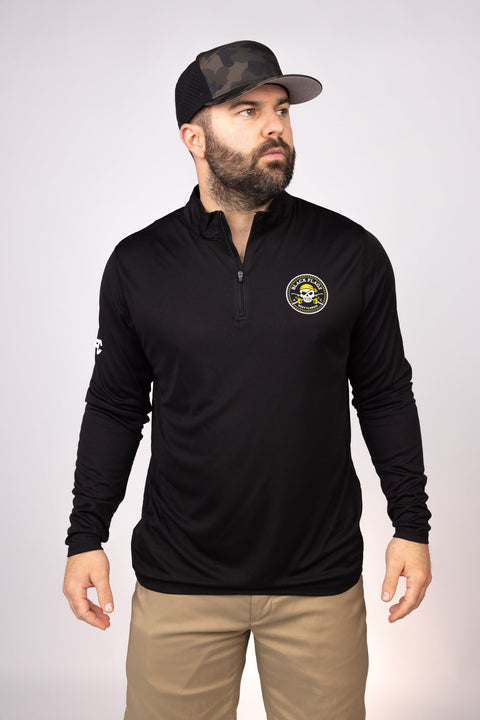 Front view of Black West Florida Black Flags Quarter Zip