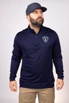 Front view of Navy Mississippi Blues Quarter Zip
