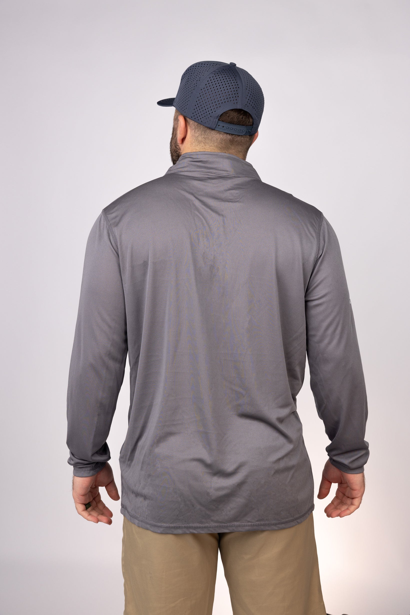 Rear view of Grpahite Louisiana Canyons Quarter Zip