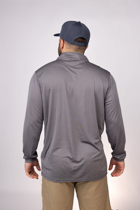 Rear view of Grpahite Louisiana Canyons Quarter Zip