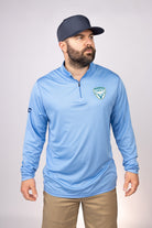 Front view of Columbia Blue Gulf Coast Cowboys Quarter Zip