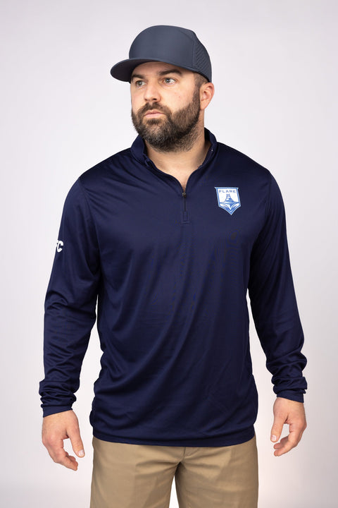 Front view of Navy North Carolina Flare Quarter Zip