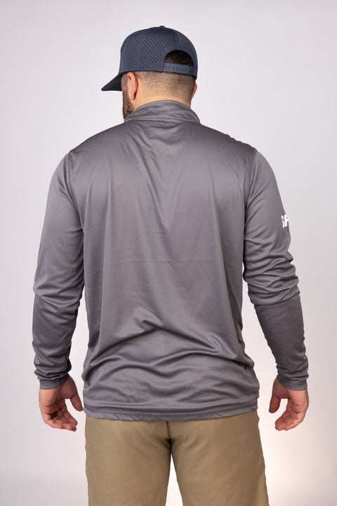 Rear view of Graphite New York Granders Quarter Zip