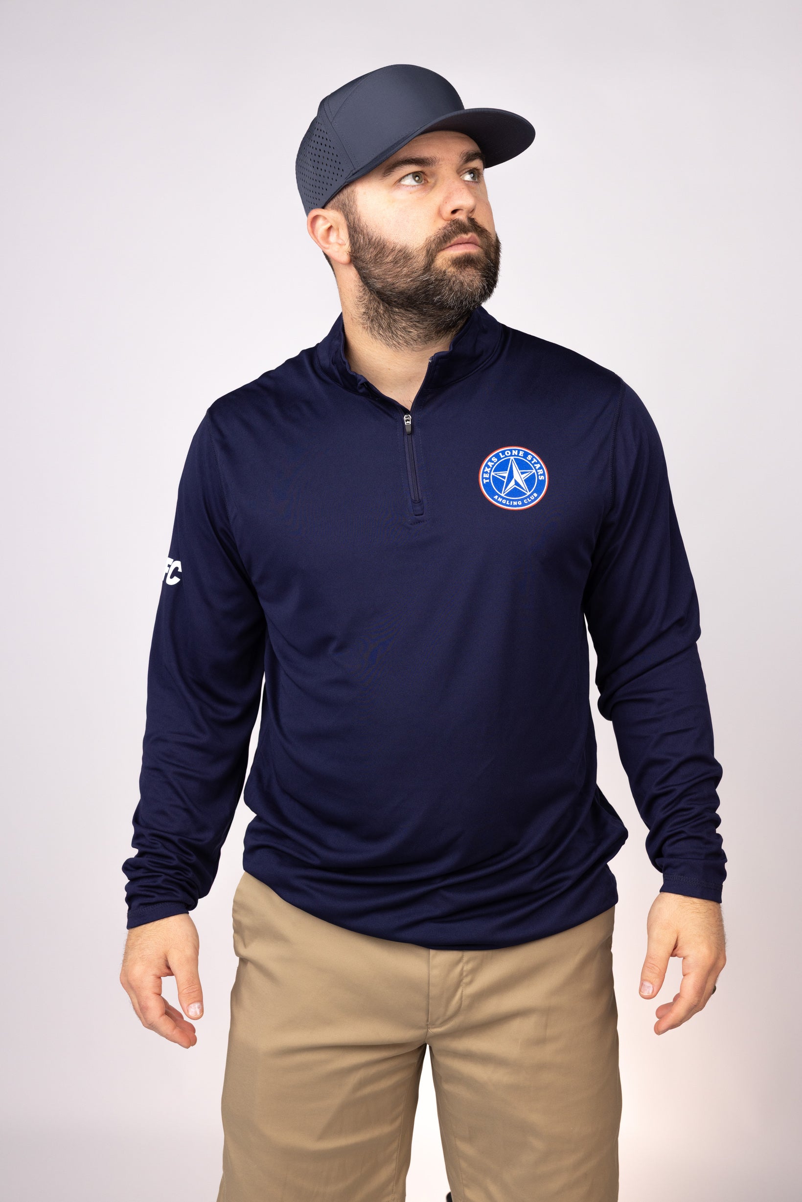 Front view of Navy Texas Lone Stars Quarter Zip