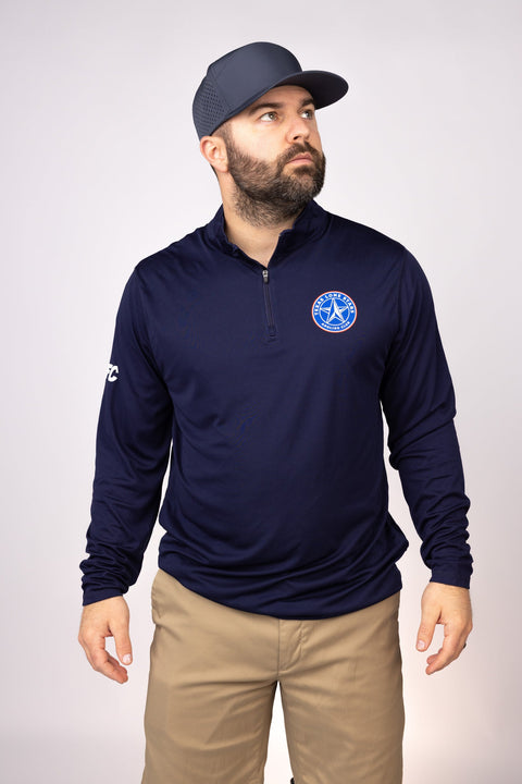 Front view of Navy Texas Lone Stars Quarter Zip