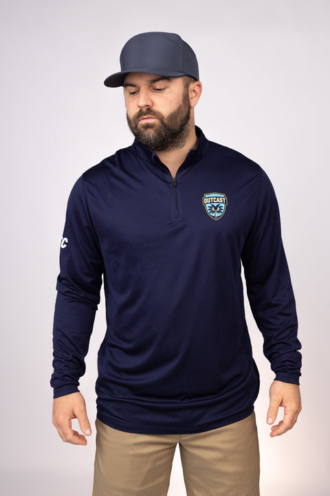 Front view of Navy South Carolina Outcast Quarter Zip