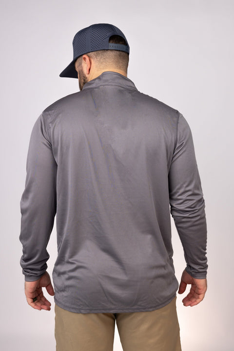 Rear view of Graphite East Coast Remix Quarter Zip