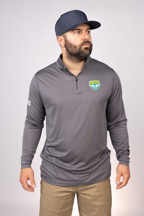 Front view of Graphite New Jersey Sea Birds Quarter Zip